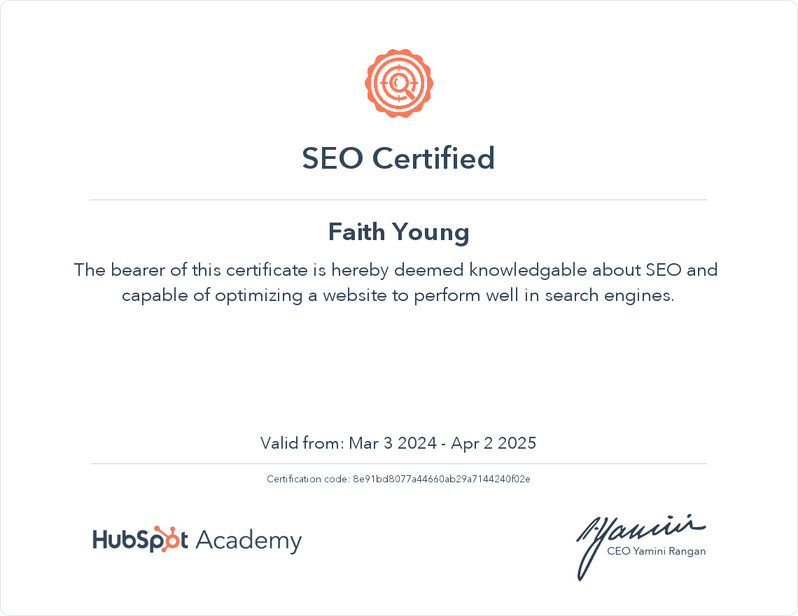 Search Engine Optimization (SEO) Certificate