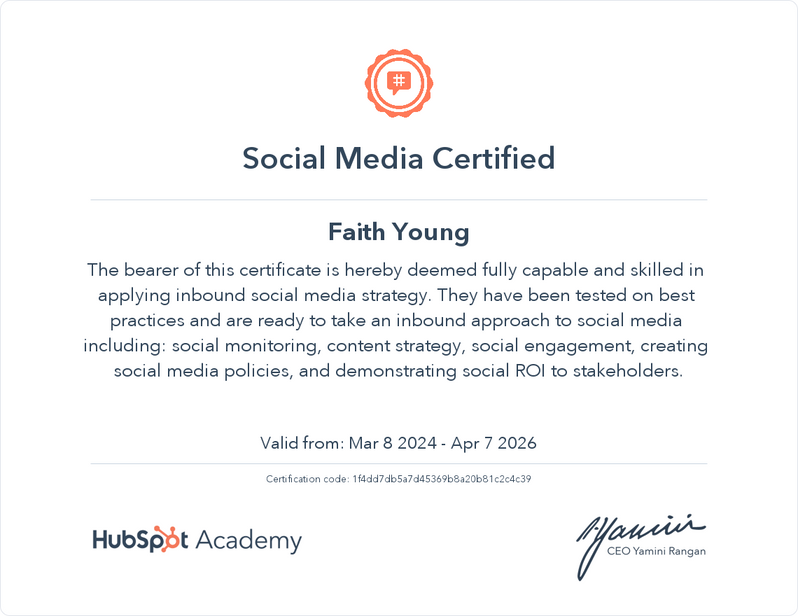 Social Media certification