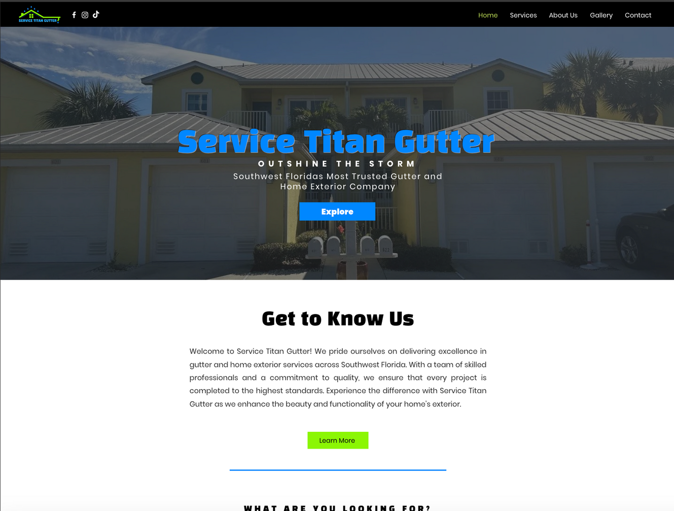 website design of service titan gutter